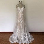 Nude Lining Irregular Sawtooth Hemline Unique Church Wedding Dress Portable